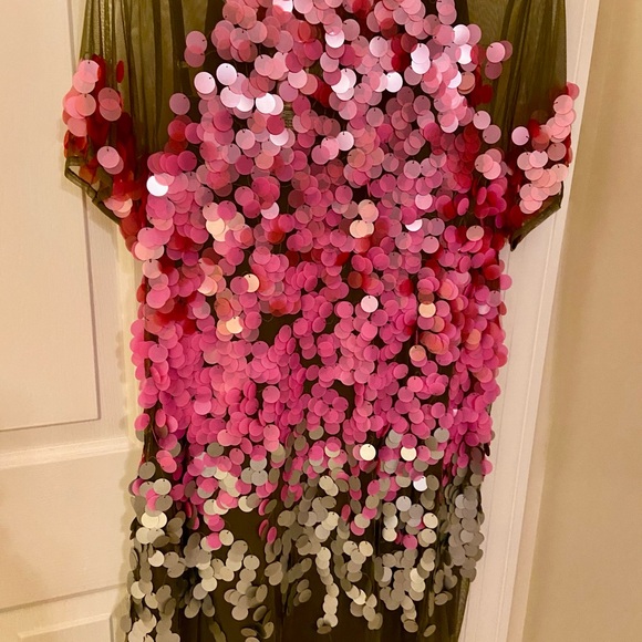 Frances Valentine Rodin Sequin Dress Olive Pink NEVER WORN - Picture 7 of 8
